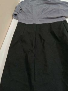Chic Grey &amp; Black Herringbone Formal Dress