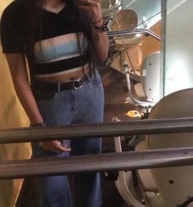Striped V-Neck Knit Top
