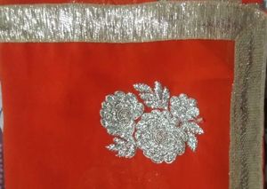 Orange Saree with Silver Embroidery