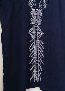 Navy Embroidered Tunic Top