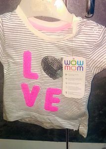 Cute WOW MOM Striped Tee