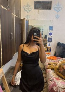 Black Satin Mini Dress