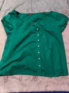 Green Button-Down Blouse