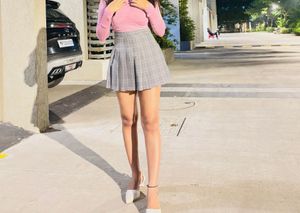 Pleated Plaid Mini Skirt