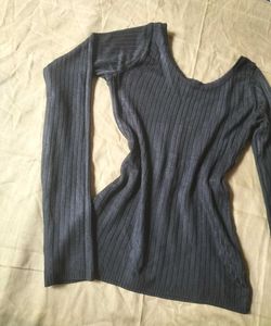 Black Ribbed Fitted Top