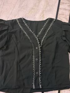 Beautiful Forest Green Color Balloon Sleeve Top
