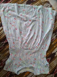 Blue Frock And Red Minie Print Top