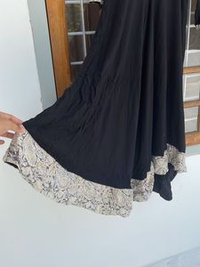 Elegant Black Anarkali Kurta with Printed Border