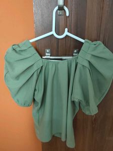 Green Puff Sleeve Top