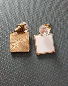 White Square Earrings