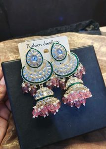 Baby pink And silver Earrings