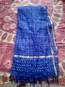 Net Checkered Blue Women Dupatta
