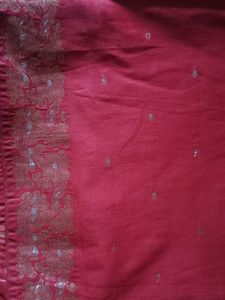 Maroon Colour Saree With Foil Silver Gold Design