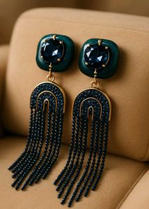 Statement Gemstone Tassel Earrings