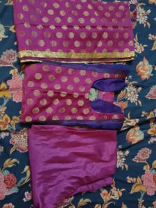 Purple Pink Silk Suit With Churidar And Dupptta