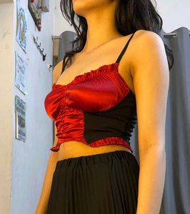 Urbanic Satin Ruched Corset-Inspired Bustier Top