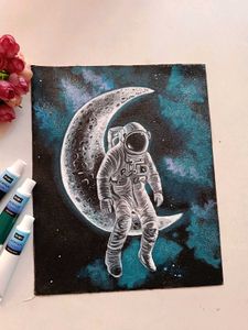 Astronaut Moon Painting