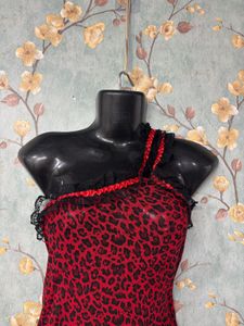 Y2k Red Animal Print Dress