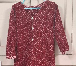 Red Printed Kurta Set
