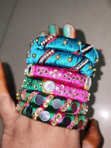 3 Pairs Of Silk Thread Bangles