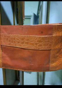 Orange Croc Embossed Shoulder Bag