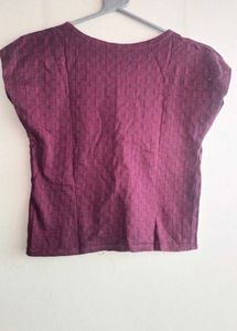 Burgundy Textured Crop Top