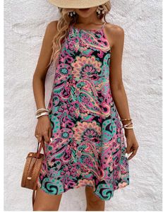 Paisley Print Halter Sundress