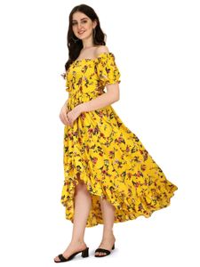 Mustered yellow floral tube dress