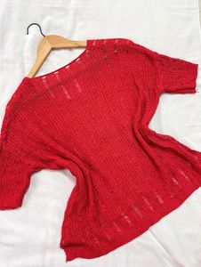 B2G2 🎁Red V-Neck Knit Top D