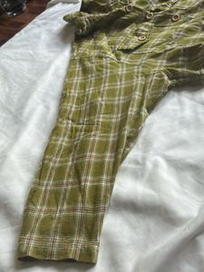 Olive Green Oversized Plaid Top