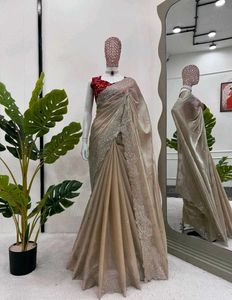 Brand New Sequins Soft Silk Saree (Unstitched BP)
