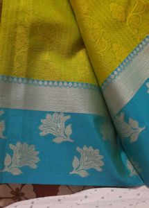 Saree Yellow And Blue Border  Partywear,wedding
