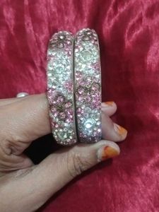 Pink N White Crystals Kada