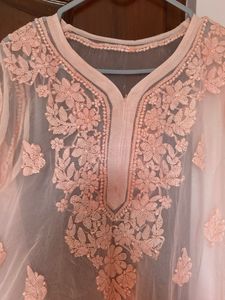 Peach Embroidered Kurta