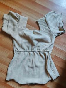 Ribbed Top with Bow Detail