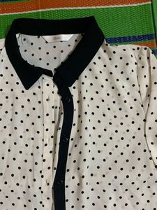 Polka Dot White Full Sleeves Shirt