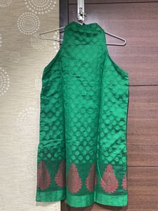Halter Neck Fusion Wear Silk Kurta