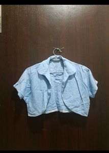 Blue Cropped Shrug