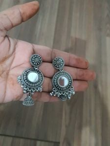 Oxidised Mirror Work Jumka