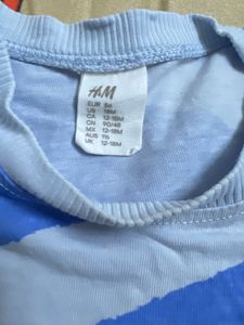 H&amp;M Blue Striped And Cream  Baby Tee -pack Of 2