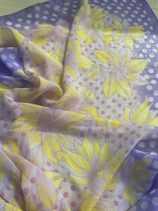 Purple N Yellow Chiffon Stole Wid One Side Diamond