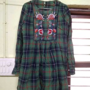 Plaid Embroidered Dress