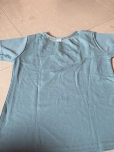 Casual Blue V-Neck Top