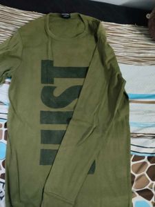 Olive Green "JUST" Long Sleeve Tee