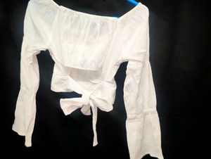 White Long Sleeve Crop Top