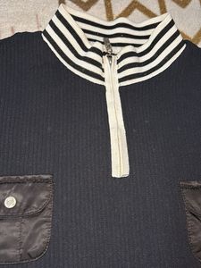 Striped Half-Zip Top