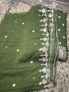 Olive Green Embroidered Salwar Kameez