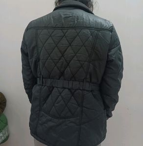 Black Puffer Jacket With Warm Faux Fur Inside