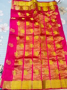 Pink Colour , With Golden Design, With Designer Blouse,
