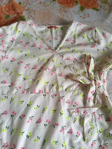 Floral Print Wrap Dress With Dupatta